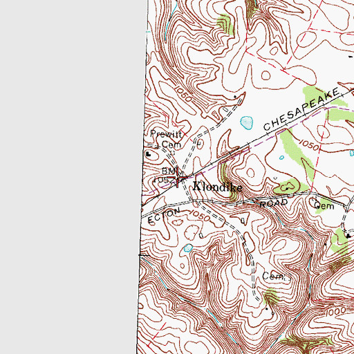 Topographic Map of Klondike Railroad Station (historical), KY