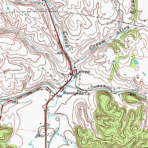 Topographic Map of Levee Post Office (historical), KY
