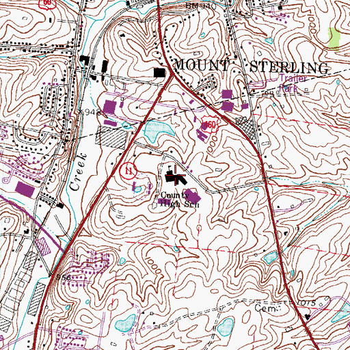 Topographic Map of Montgomery County High School, KY