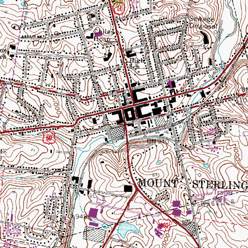 Topographic Map of Mount Sterling Post Office, KY