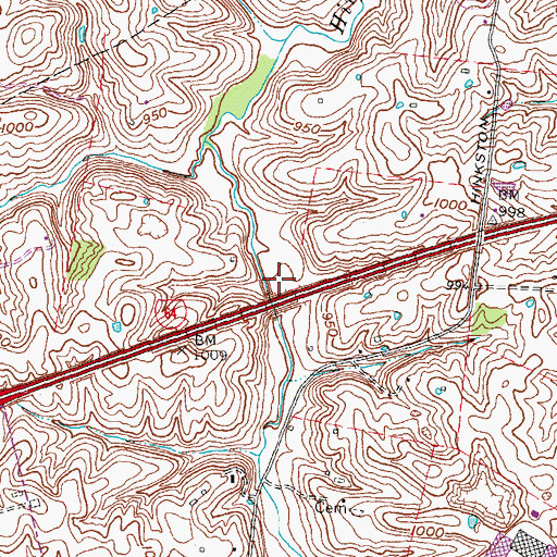 Topographic Map of Old Indian Battle Ground, KY