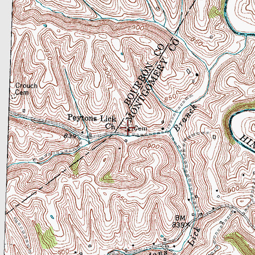 Topographic Map of Peytons Lick Church, KY