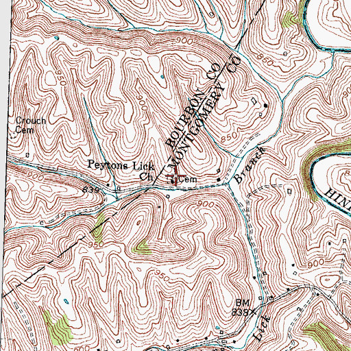 Topographic Map of Peytons Lick Church Cemetery, KY