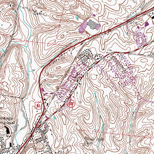 Topographic Map of Rosedale (historical), KY
