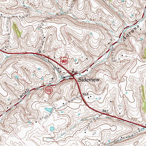 Topographic Map of Sideview Post Office (historical), KY
