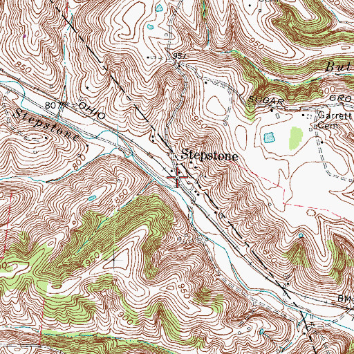 Topographic Map of Stepstone Railroad Station (historical), KY