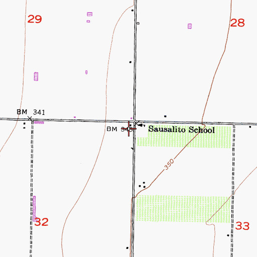 Topographic Map of Saucelito Elementary School, CA