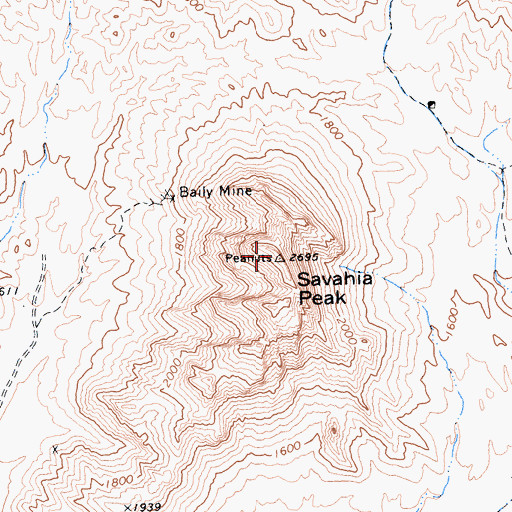 Topographic Map of Savahia Peak, CA