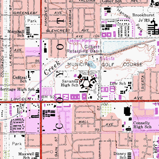 Topographic Map of Savanna High School, CA
