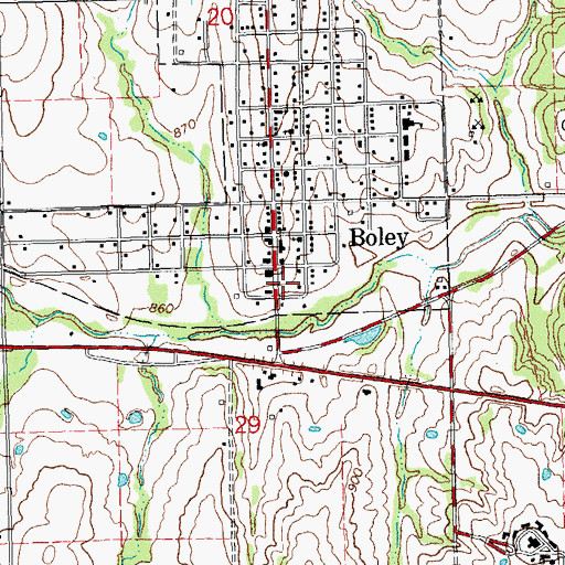 Topographic Map of Boley Historic District, OK