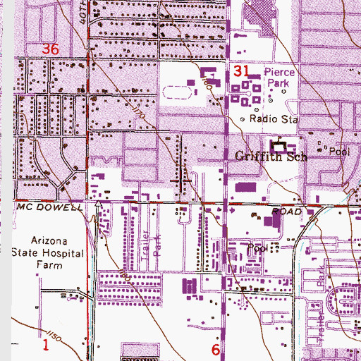 Topographic Map of Lariat Tra-Tel Trailer Court, AZ