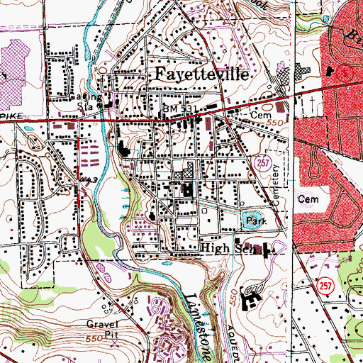 Topographic Map of Fayetteville Free Library, NY
