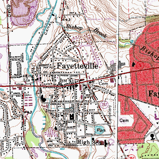 Topographic Map of Fayetteville Municipal Building, NY