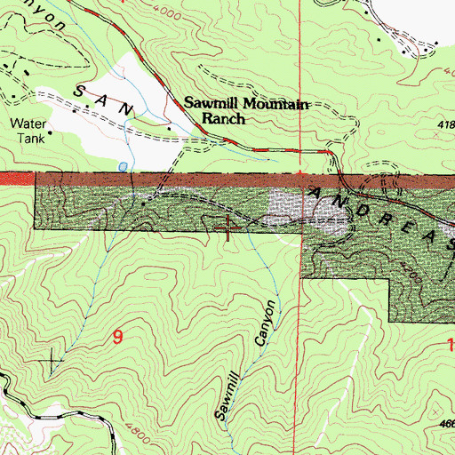 Topographic Map of Sawmill Canyon, CA