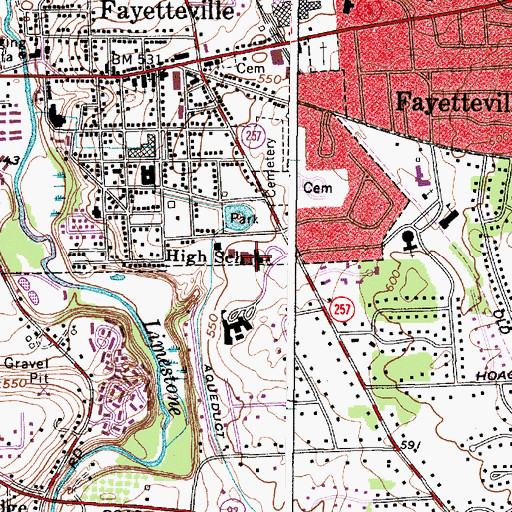 Topographic Map of Fayetteville High School (historical), NY