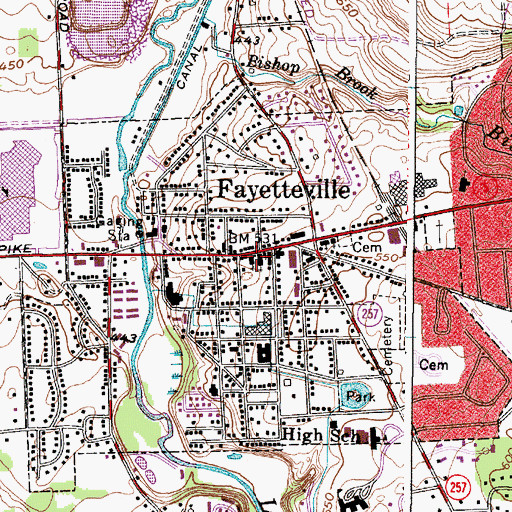 Topographic Map of Fayetteville Methodist Church (historical), NY