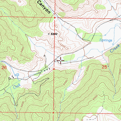 Topographic Map of Sawmill Canyon, CA