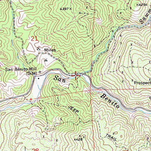 Topographic Map of Sawmill Creek, CA