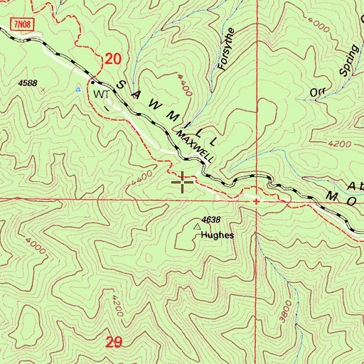 Topographic Map of Sawmill Liebre Firebreak Trail, CA