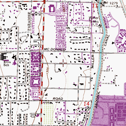 Topographic Map of Las Villas, AZ