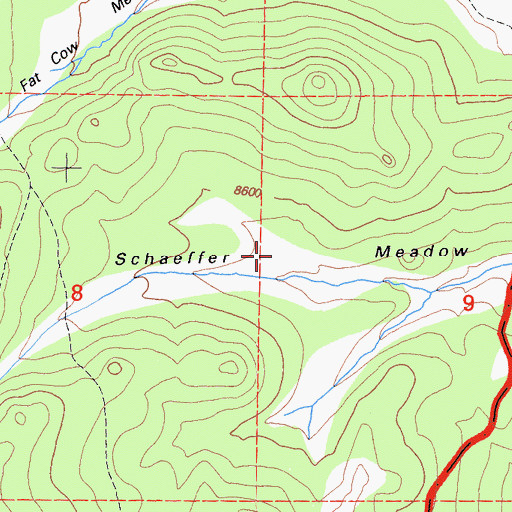 Topographic Map of Schaeffer Meadow, CA