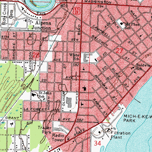 Topographic Map of First Assembly of God Church, MI