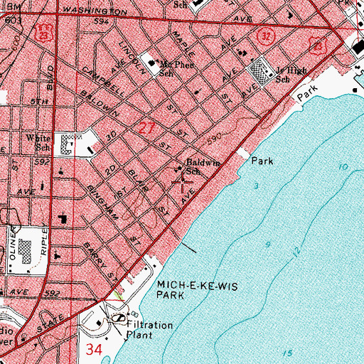 Topographic Map of Alpena Community of Christ Church, MI