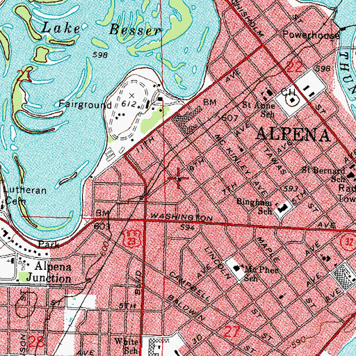 Topographic Map of Faith Evangelical Lutheran Church, MI