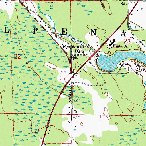 Topographic Map of Lighthouse Baptist Church, MI
