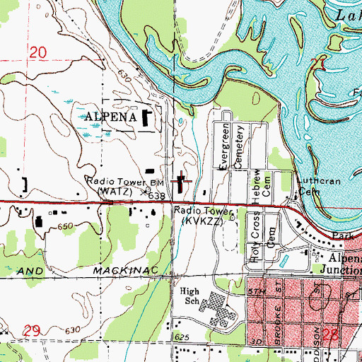 Topographic Map of Cross Roads Plaza, MI