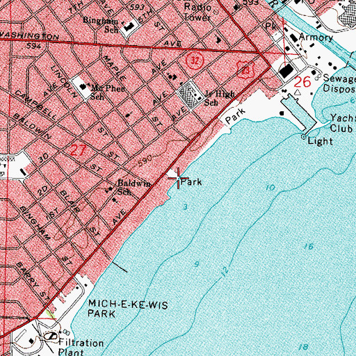 Topographic Map of Thomson Park, MI