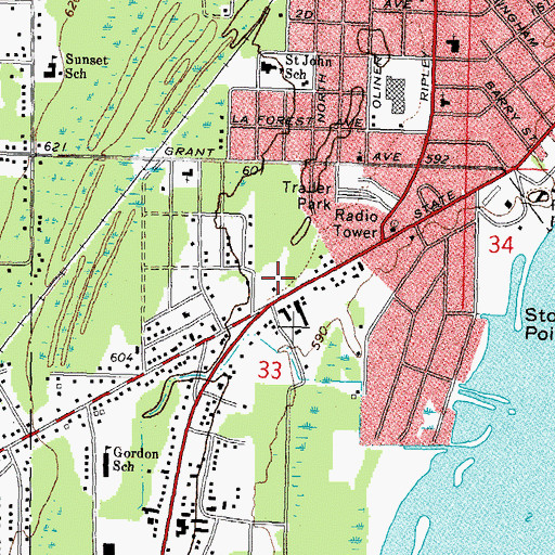 Topographic Map of Alpena Mall, MI