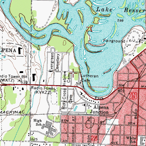 Topographic Map of Pine Grove Cemetery, MI