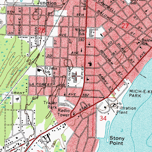 Topographic Map of Ripley Square Mall, MI