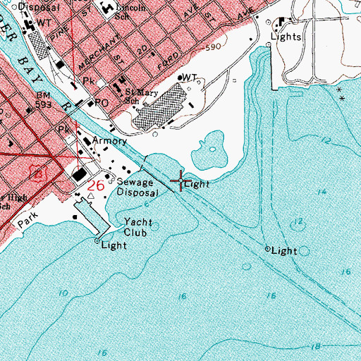 Topographic Map of Alpena Lighthouse, MI