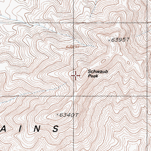Topographic Map of Schwaub Peak, CA