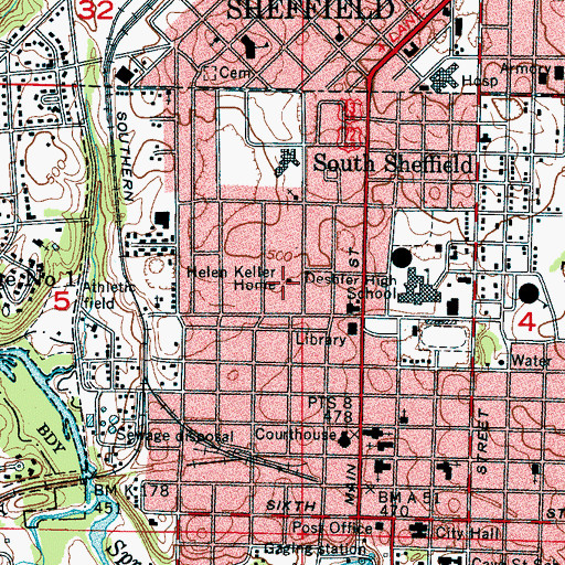 Topographic Map of Ivy Green, AL