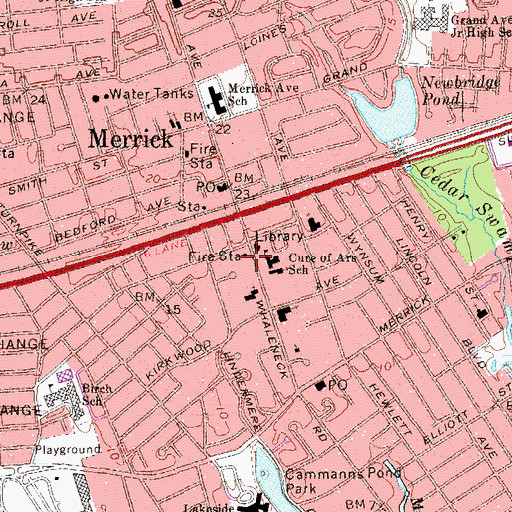 Topographic Map of Merrick Fire Department Empire Hose Company 3, NY