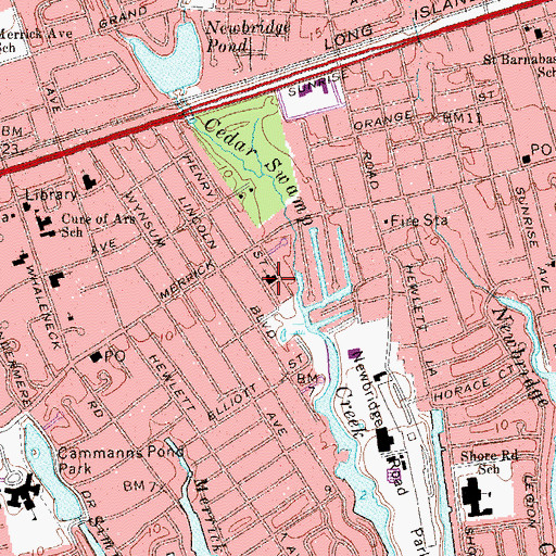 Topographic Map of Merrick Jewish Center, NY