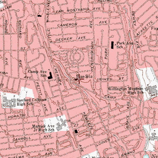 Topographic Map of North Merrick Fire Department, NY