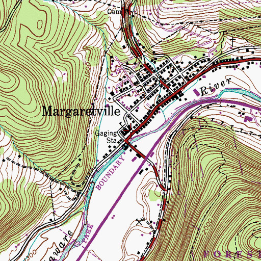Topographic Map of Margaretville Central School, NY