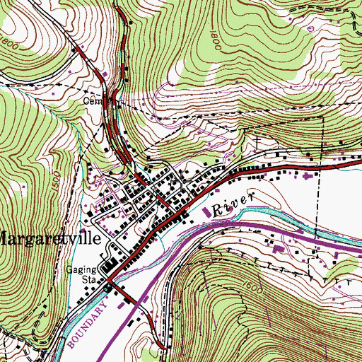 Topographic Map of Margaretville Village Hall, NY