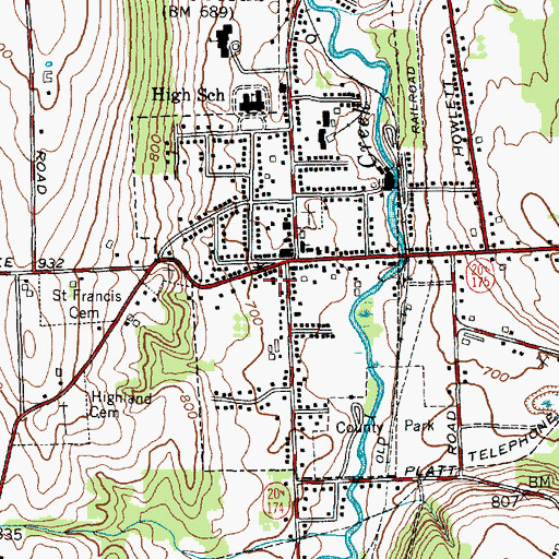 Topographic Map of Saint Francis Xavier's Parish Hall, NY