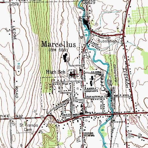 Topographic Map of C S Driver Middle School, NY
