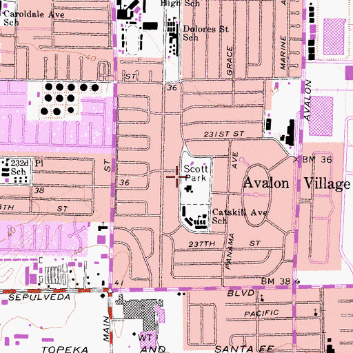 Topographic Map of Scott Park, CA