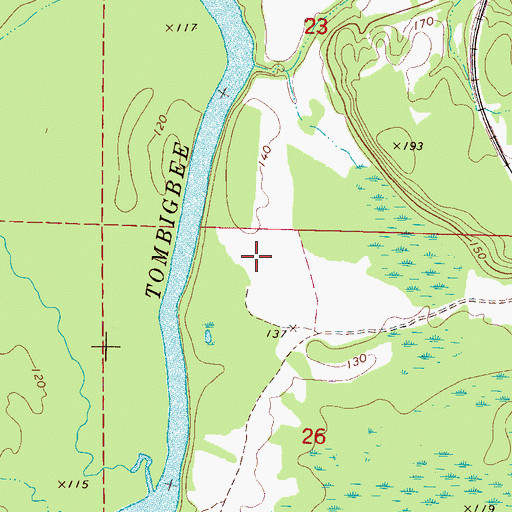 Topographic Map of Tom Bevill Visitor Center, AL