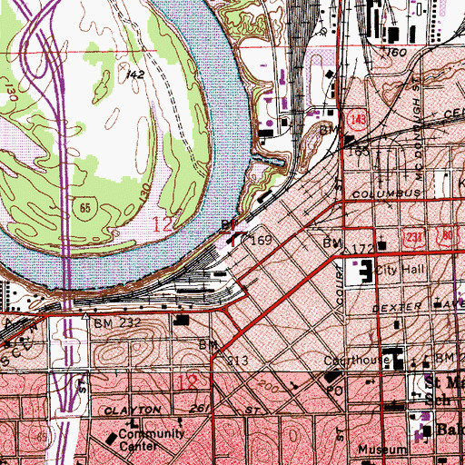 Topographic Map of Montgomery Union Station and Trainshed, AL