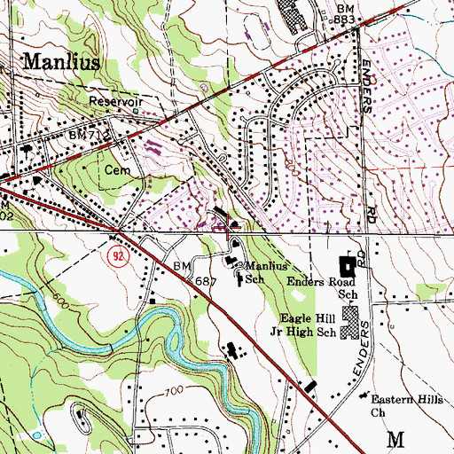 Topographic Map of Thompson Hall (historical), NY