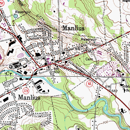 Topographic Map of Saint Annes Roman Catholic Church, NY