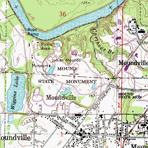 Topographic Map of Moundville State Monument, AL
